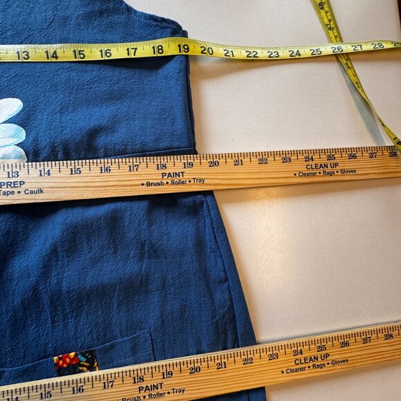 (SOLD) Bib Overall Jumpsuit Teal Daisy Print Baggy Fit Cottagecore Boho Country - Picture 8 of 15